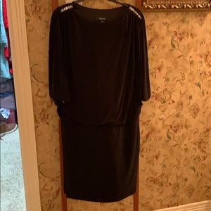 Black cold shoulder jeweled cocktail dress
